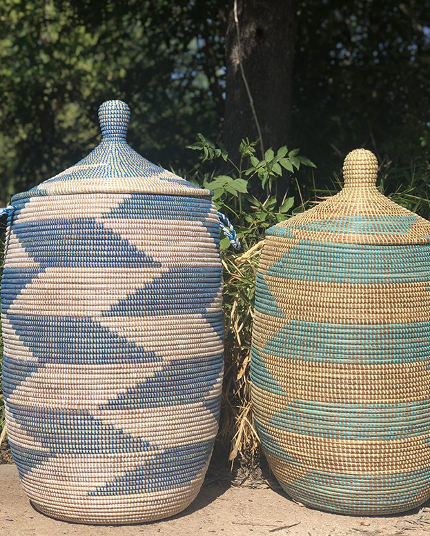 Grand panier en osier tissé en laine