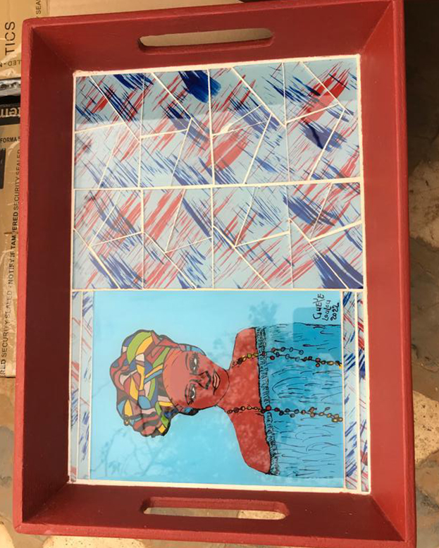 Plateau bois et verre