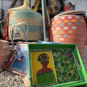 Plateau bois et verre